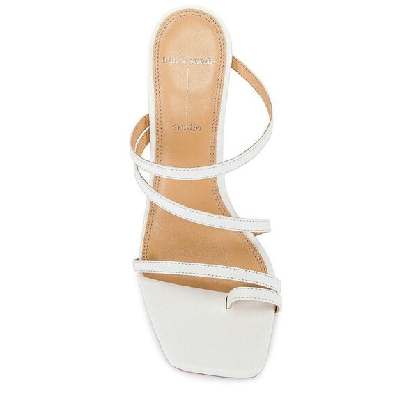 BLACK SUEDE STUDIO Cindy Sandals in White Leather 38 Womens High Heels - Picture 2 of 16